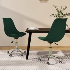 Vrtljiv jedilni stol 2 kosa temno zeleno blago