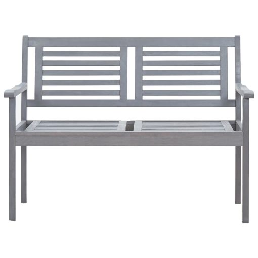 Vrtna klop za 2 osebi z blazino 120 cm siv evkaliptusov les - Image 3