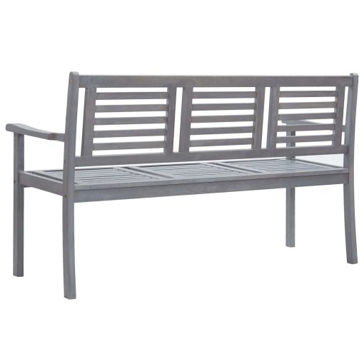 Vrtna klop za 3 osebe z blazino 150 cm siv evkaliptusov les - Image 4