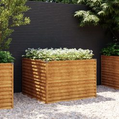 Vrtna visoka greda 100x100x69 cm corten jeklo