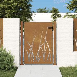 Vrtna vrata 105x130 cm Corten jeklo dizajn trave