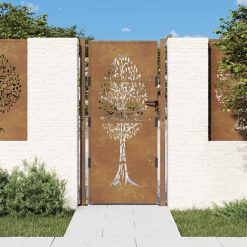 Vrtna vrata 105x180 cm Corten jeklo dizajn drevesa