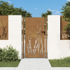 Vrtna vrata 105x180 cm Corten jeklo dizajn trave