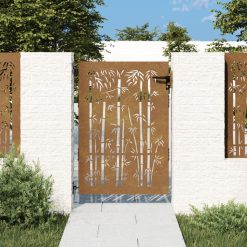 Vrtna vrata 85x125 cm corten jeklo dizajn bambusa