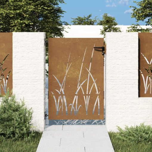 Vrtna vrata 85x150 cm corten jeklo dizajn trave