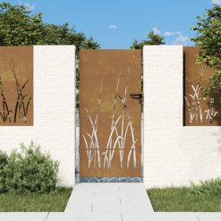 Vrtna vrata 85x175 cm corten jeklo dizajn trave