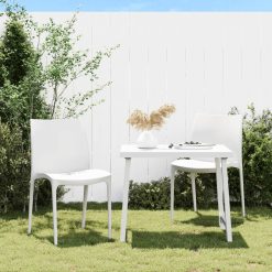 Vrtni stol 2 kosa bela 50x46x80 cm polipropilen