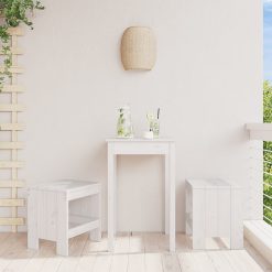 Vrtni stolček 2 kosa bel 40x36x45 cm trdna borovina