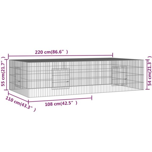 2-delna ograda za zajce 220x110x55 cm pocinkano železo