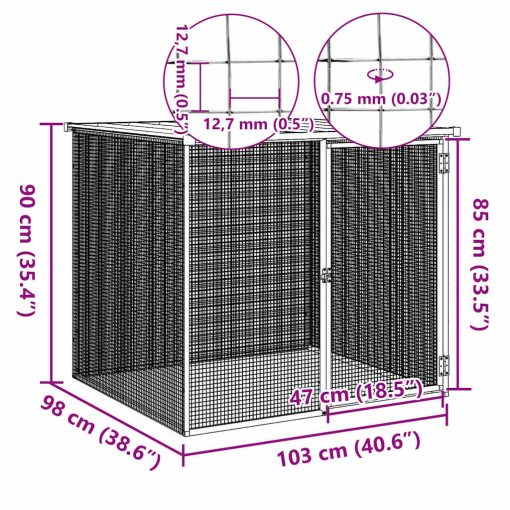 Kokošnjak s streho svetlo siv 103x98x90 cm pocinkano jeklo