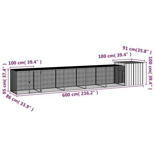 Kokošnjak siv 600x91x100 cm pocinkano jeklo