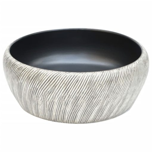 Nadpultni umivalnik črn in siv okrogel Φ41x14 cm keramika