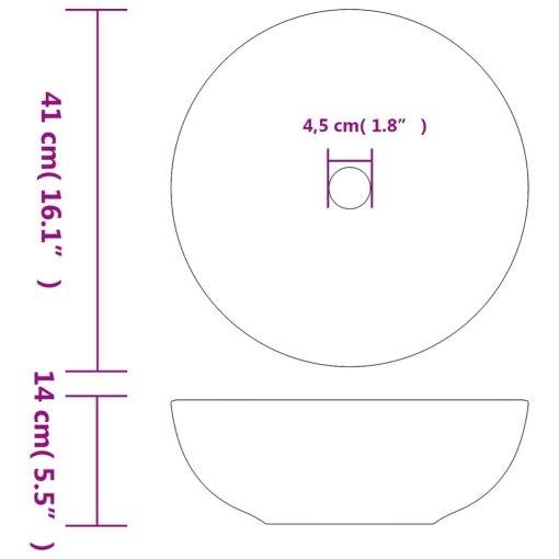 Nadpultni umivalnik siv okrogel Φ41x14 cm keramika