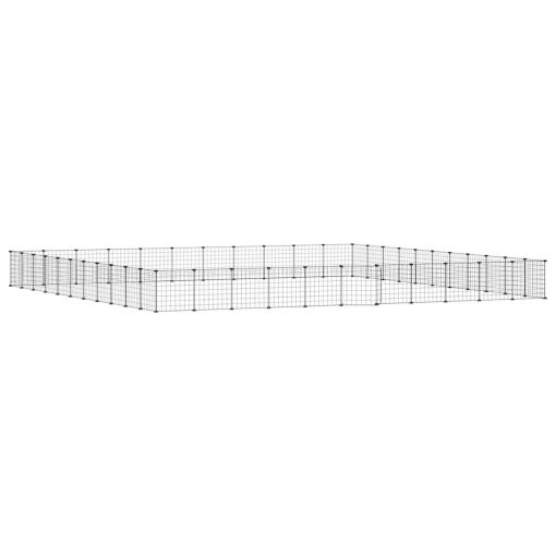 Ograda za hišne ljubljenčke s 44 paneli črna 35x35 cm jeklo