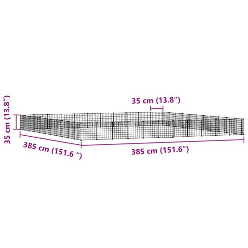 Ograda za hišne ljubljenčke s 44 paneli črna 35x35 cm jeklo