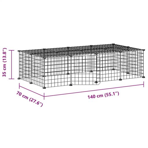 Ograda za hišne ljubljenčke z 20 paneli črna 35x35 cm jeklo