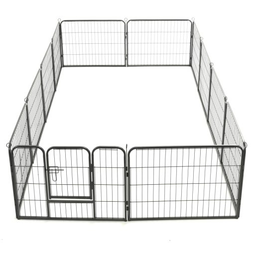 Ograda za pse 12 panelov jeklo 80x60 cm črne barve