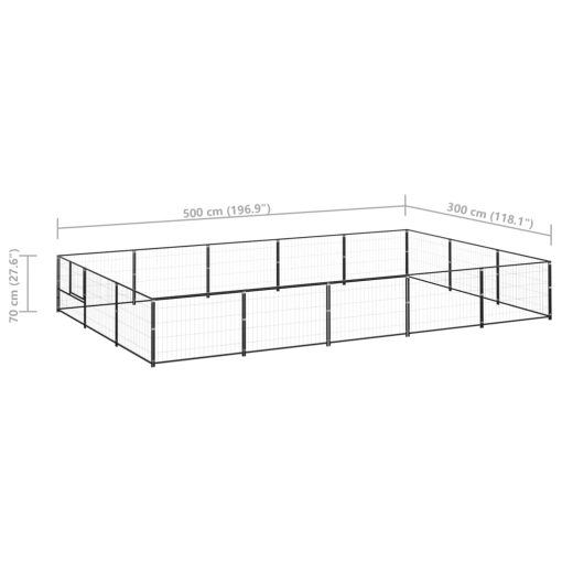 Pasji boks črn 15 m² jeklo