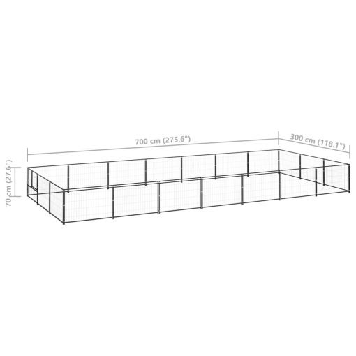 Pasji boks črn 21 m² jeklo