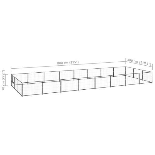 Pasji boks črn 24 m² jeklo