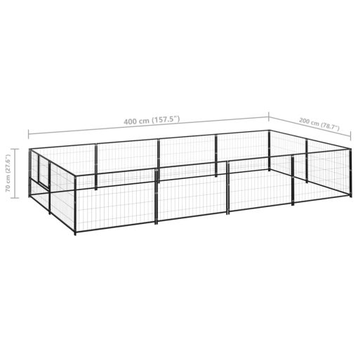 Pasji boks črn 8 m² jeklo