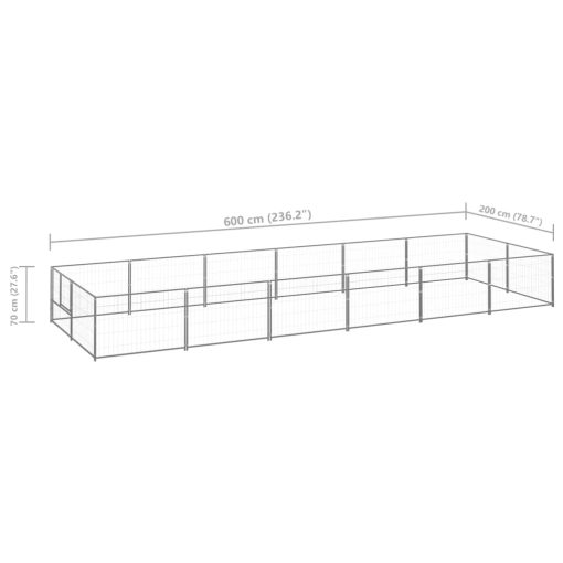 Pasji boks srebrn 12 m² jeklo