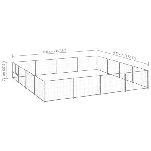 Pasji boks srebrn 16 m² jeklo