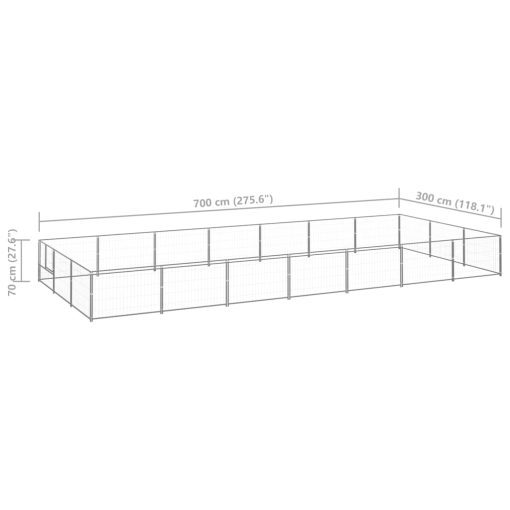 Pasji boks srebrn 21 m² jeklo