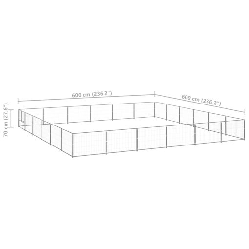 Pasji boks srebrn 36 m² jeklo