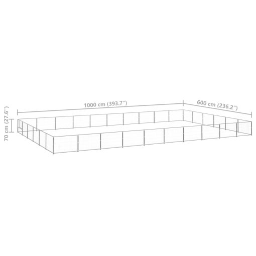 Pasji boks srebrn 60 m² jeklo