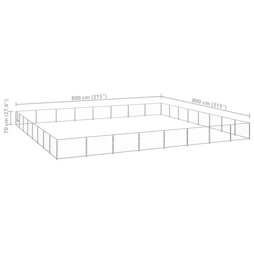 Pasji boks srebrn 64 m² jeklo