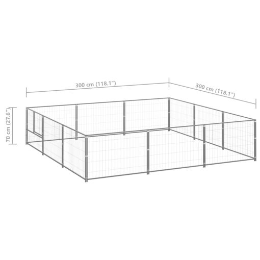 Pasji boks srebrn 9 m² jeklo