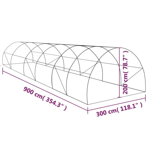 Rastlinjak 27 m² 900x300x200 cm