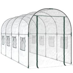 Rastlinjak prozoren 160x400x190 cm PVC in prašno lakirano jeklo