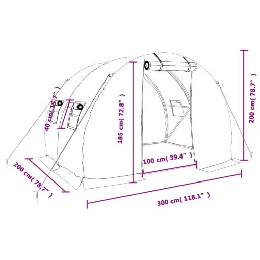 Rastlinjak z jeklenim ogrodjem zelen 6 m² 3x2x2 m