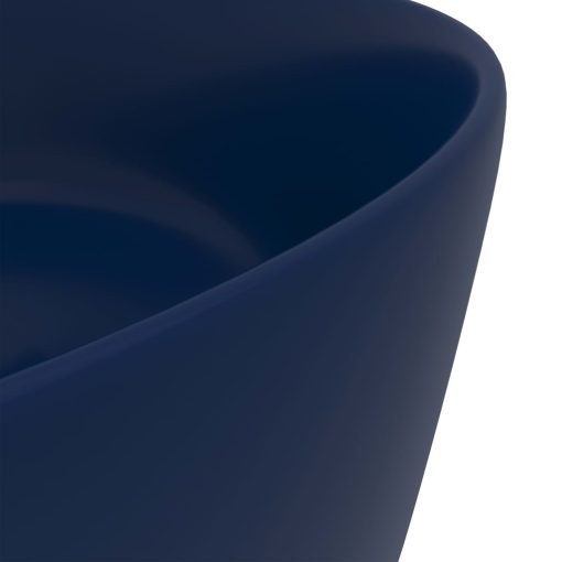 Razkošen umivalnik okrogel mat temno moder 40x15 cm keramičen