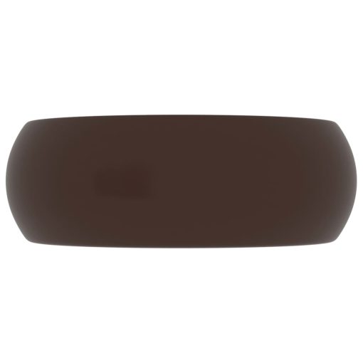 Razkošen umivalnik okrogel mat temno rjav 40x15 cm keramičen