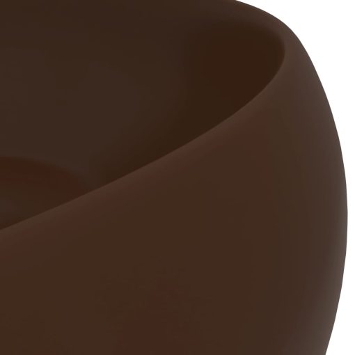 Razkošen umivalnik okrogel mat temno rjav 40x15 cm keramičen