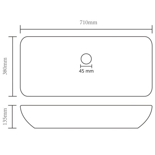 Razkošen umivalnik pravokoten mat temno moder 71x38 cm keramika