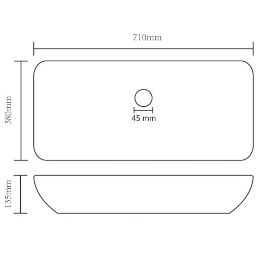 Razkošen umivalnik pravokoten mat temno rjav 71x38 cm keramičen