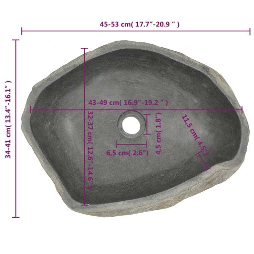 Umivalnik iz rečnega kamna ovalen (45-53)x(34-41) cm