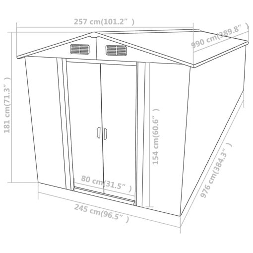 Vrtna lopa rjava 257x990x181 cm pocinkano jeklo