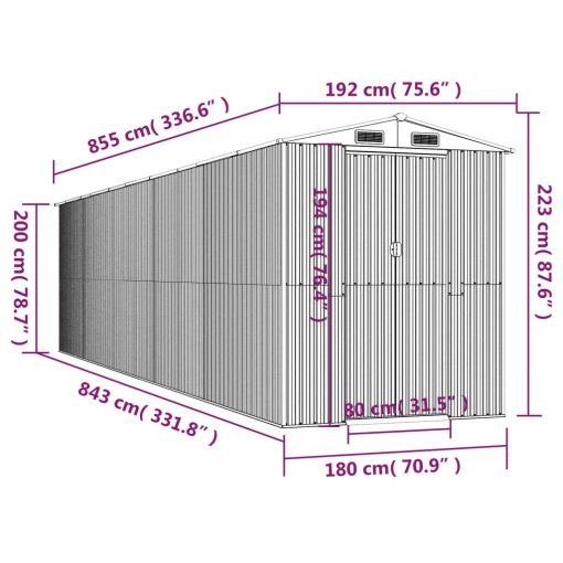 Vrtna lopa temno rjava 192x855x223 cm pocinkano jeklo