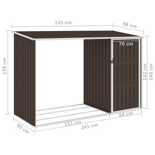 Vrtna lopa za drva rjava 245x98x159 cm pocinkano jeklo