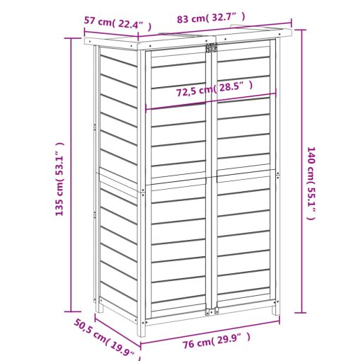 Vrtna lopa za orodje siva 83x57x140 cm trdna borovina