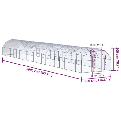 Zunanji kokošnjak 3x20x2 m pocinkano jeklo