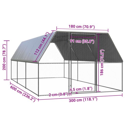 Zunanji kokošnjak 3x6x2 m pocinkano jeklo