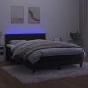 Box spring postelja z vzmetnico LED črna 140x200 cm žamet