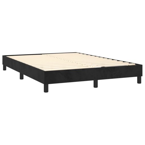 Box spring postelja z vzmetnico LED črna 140x200 cm žamet