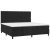 Box spring postelja z vzmetnico LED črna 200x200 cm žamet